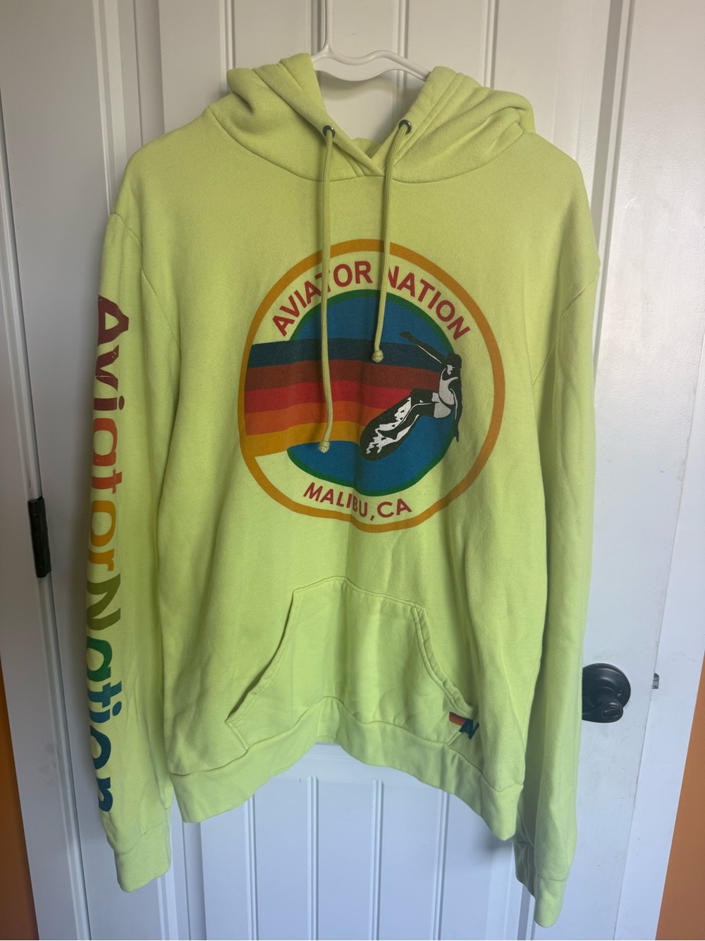 Aviator Nation Neon Yellow Pullover Hoodie - XL